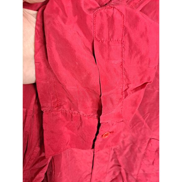 City Streets Men's Red Silk Long Sleeve Band Collar Button-Down Shirt Size L - Picture 5 of 7